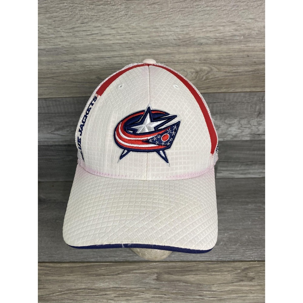 Columbus Blue Jackets Hat Cap Fitted Mens Small White‎ NHL Center Ice Reebok
